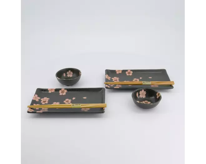 Tokyo Design Studio - Sakura Sushi Giftset 22x13x2cm & 8.5x3.4cm Black 1 set