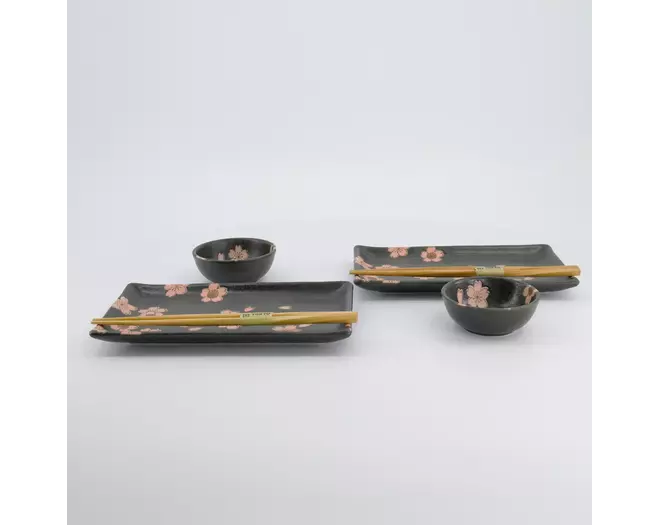 Tokyo Design Studio - Sakura Sushi Giftset 22x13x2cm & 8.5x3.4cm Black 1 set