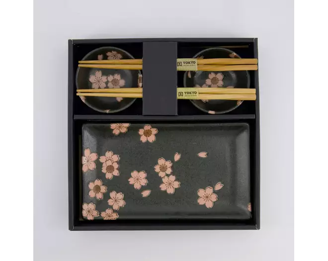 Tokyo Design Studio - Sakura Sushi Giftset 22x13x2cm & 8.5x3.4cm Black 1 set