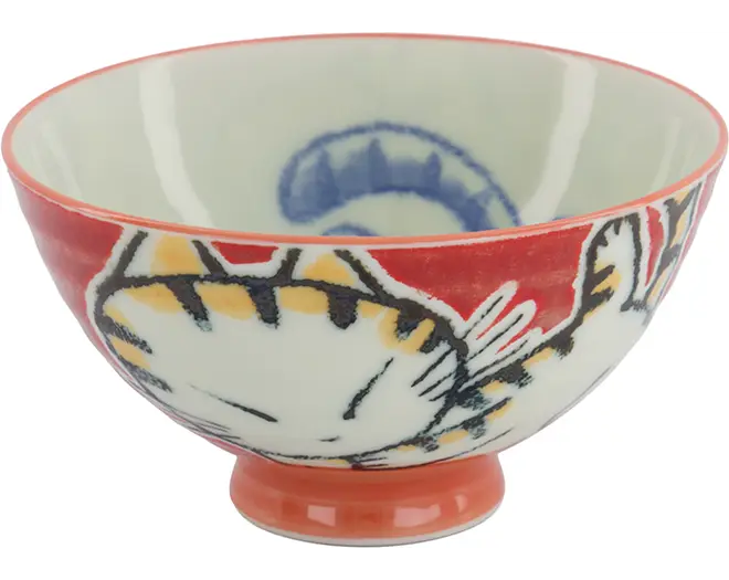 Tokyo Design Studio - Kawaii Rice Bowl Sleeping Cat Red 11.5x6cm. 300ml