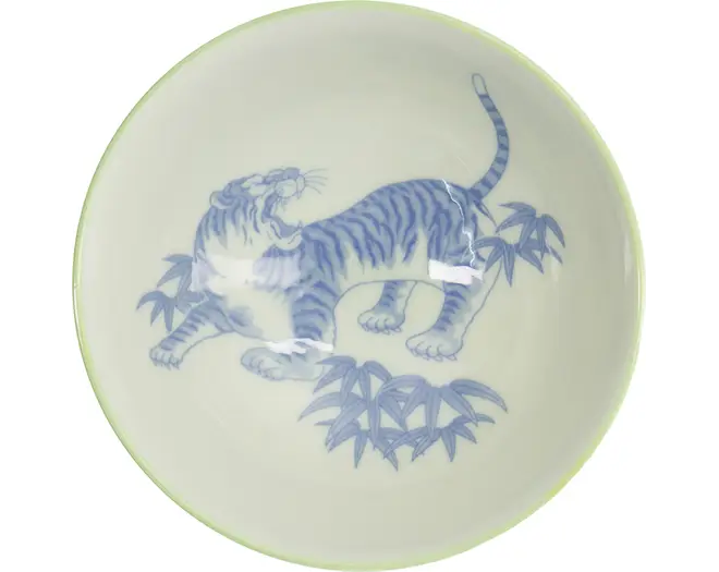 Tokyo Design Studio - Kawaii Bowl Tiger 14.5x6.5cm. Green 300ml