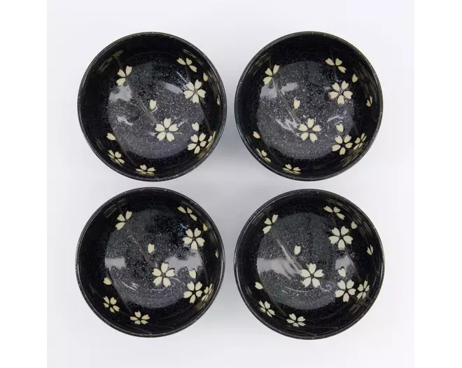 Tokyo Design Studio - Sakura Bowl 4pcs Giftset 12.5x7cm Black 450ml 1 set