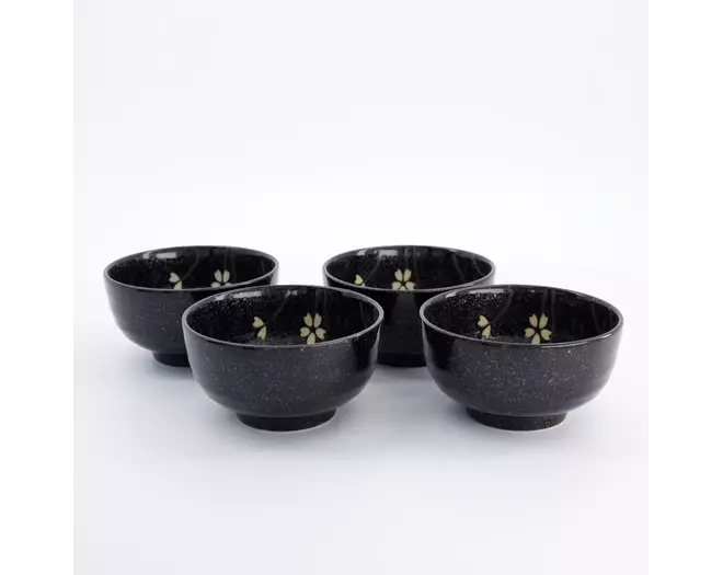 Tokyo Design Studio - Sakura Bowl 4pcs Giftset 12.5x7cm Black 450ml 1 set