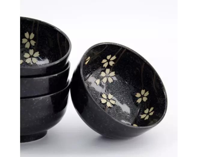Tokyo Design Studio - Sakura Bowl 4pcs Giftset 12.5x7cm Black 450ml 1 set