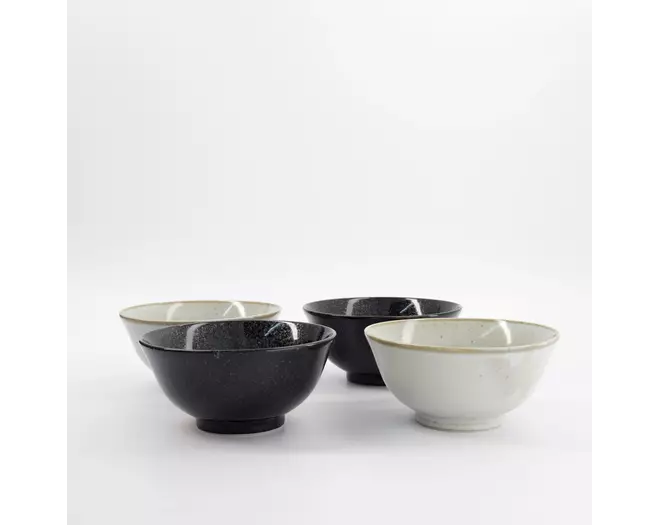 Tokyo Design Studio - Sakura Tayo Bowl 4pcs Giftset 15.3x7.5cm Black/Grey 650ml 1 set