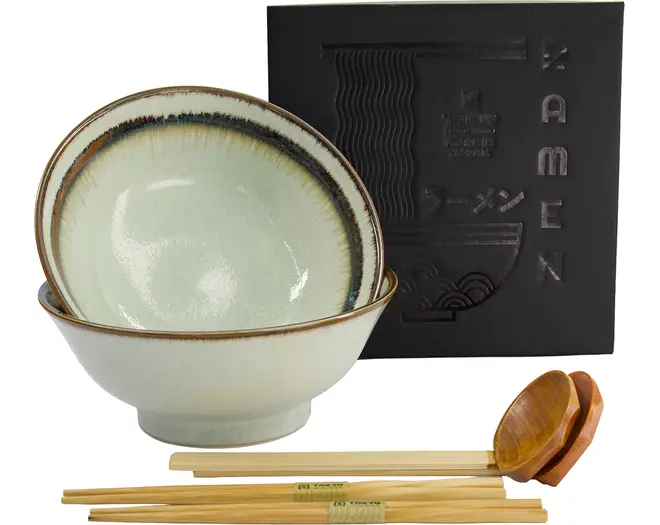 Tokyo Design Studio - Wasabi 6pcs. Ramen Giftset 21.5x9cm. Beige 1300ml
