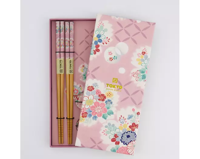 Tokyo Design Studio - Chopstick Giftset Chopstick and Rest/4 Pink Flower 10 sets