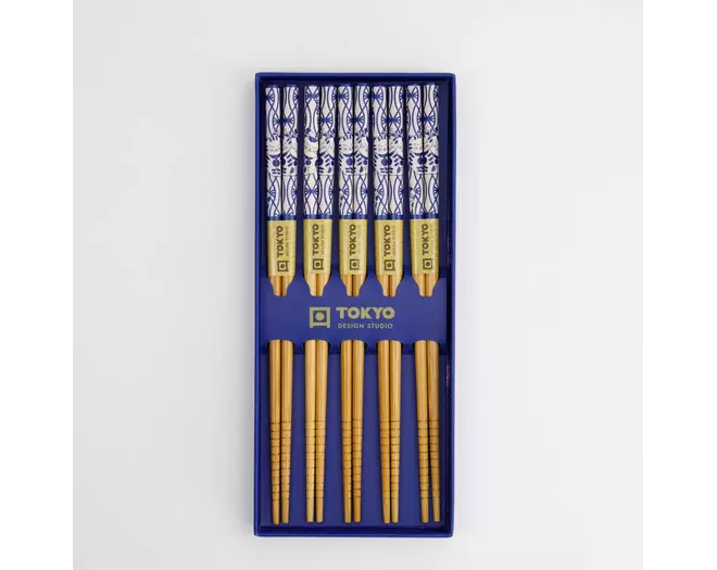 Tokyo Design Studio - Chopstick Giftset/5 Neko Cat Blue AH-01 10 sets