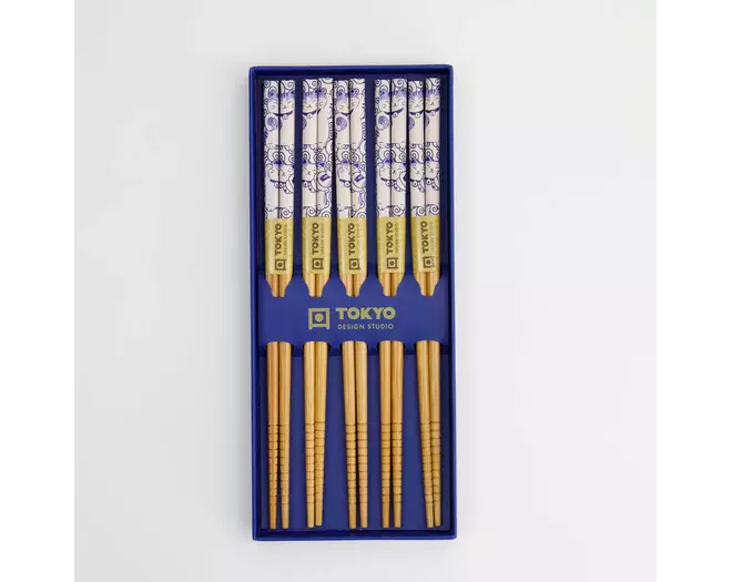 Tokyo Design Studio - Chopstick Giftset/5 Neko Cat Blue AH-02 10 sets