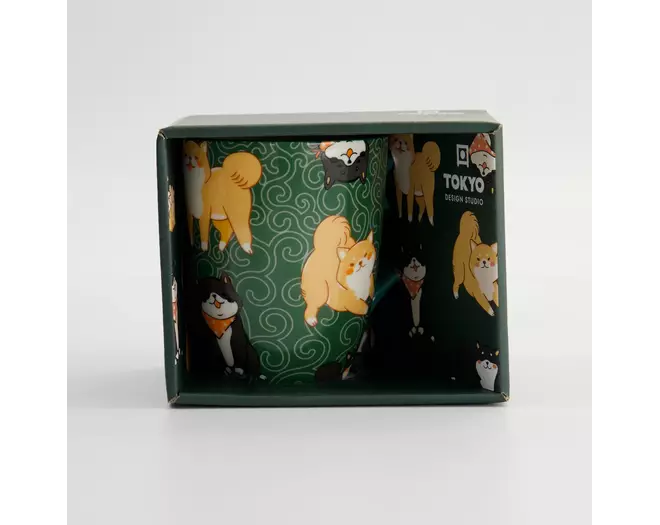 Tokyo Design Studio - Kawaii Shiba Mug W/Giftbox 8.5x10.2cm Green 340ml 6pcs