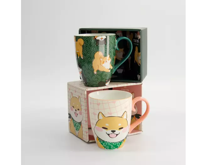 Tokyo Design Studio - Kawaii Shiba Mug W/Giftbox 8.5x10.2cm Green 340ml 6pcs