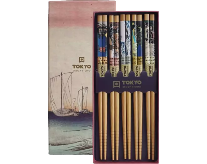 Tokyo Design Studio - Chopsticks Giftset Woodblock 5 pair