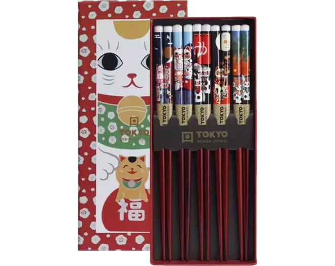 Tokyo Design Studio - Chopsticks Giftset Lucky Cats 5 pair
