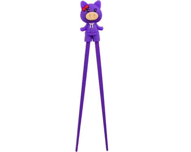 Tokyo Design Studio - Children Chopsticks Pig Girl Purple 22cm