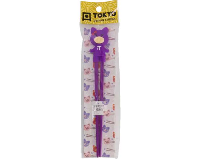 Tokyo Design Studio - Children Chopsticks Pig Girl Purple 22cm