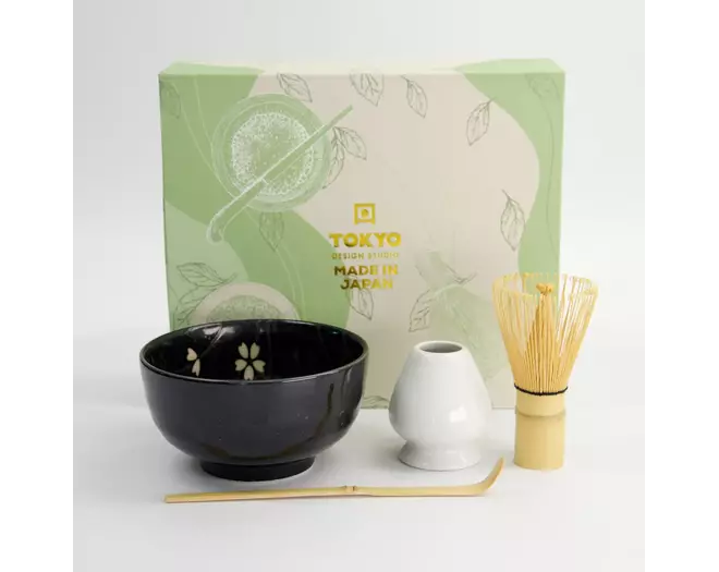 Tokyo Design Studio - Matcha Giftset Sakura Black 12.7x7cm 4pcs 1 set