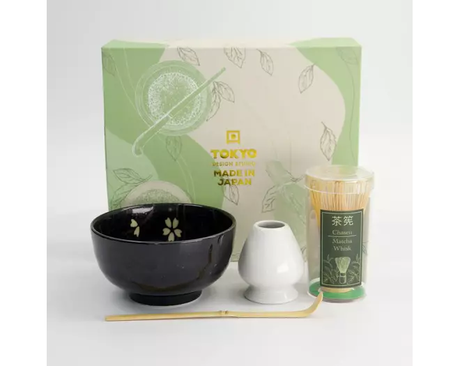 Tokyo Design Studio - Matcha Giftset Sakura Black 12.7x7cm 4pcs 1 set