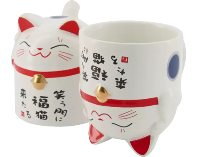 Tokyo Design Studio - Kawaii Mug Giftset Lucky Cat Blue 350ml