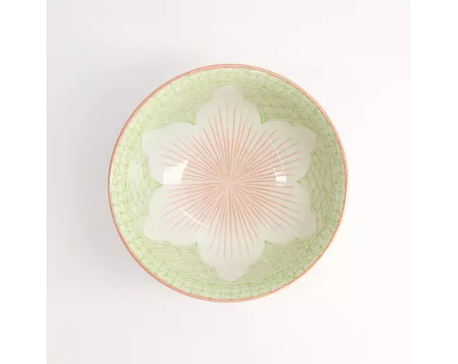 Tokyo Design Studio - Lily Flower Tayo Bowl 14.8x6.8 Green 550ml 6pcs.
