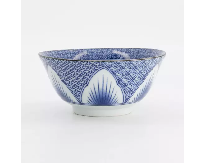 Tokyo Design Studio - Lily Flower Tayo Bowl 14.8x6.8 Blue 550ml 6pcs.