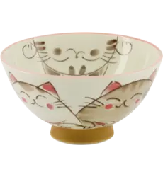 Tokyo Design Studio - Kawaii Bowl Lucky Cat White-Brown 300ml