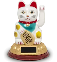 Lucky Cat - White Solar 12cm