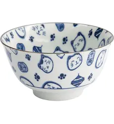 Tokyo Design Studio - Kawaii Bowl Lucky Cat Neko Blue HB-7710/B 300ml