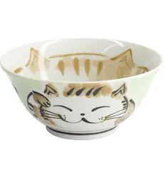 Tokyo Design Studio - Kawaii Tayo Bowl Fuku Cat Neko Green 15x7cmh 500ml