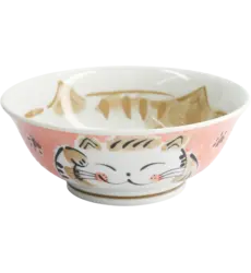 Tokyo Design Studio - Kawaii Ramen Bowl Fuku Cat Neko 20.7x8cmh Red 1000ml