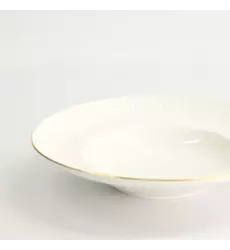 Tokyo Design Studio - Nippon White Gold Rim Deep Plate 21cm Lines 160ml 3pcs