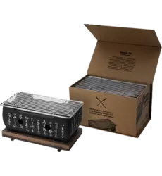 Konro - Grill Rect Wooden Base M 12.5x11.5cm