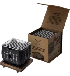 Konro - Grill Squeare Wooden Base 12x11cm
