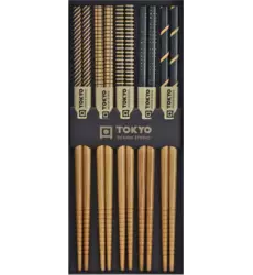 Tokyo Design Studio - Chopsticks Black Stripe 5 pair