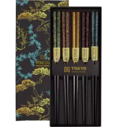 Tokyo Design Studio - Chopsticks Giftset Wooden Black & Blue 5 pair