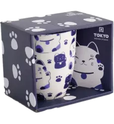 Tokyo Design Studio - Kawaii Mug Giftbox Blue Maneko Cat 380ml
