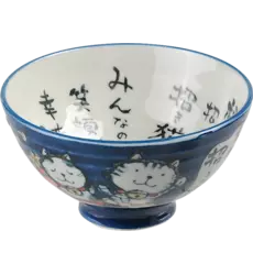 Tokyo Design Studio - Kawaii Bowl Lucky Cat Tayo Blue White 300ml