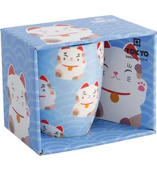 Tokyo Design Studio - Kawaii Mug Lucky Cat with Gift Box Wh/Bl 8.5x10.2cm. 340ml
