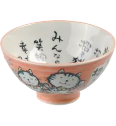 Tokyo Design Studio - Kawaii Bowl Lucky Cat Tayo Pink White 300ml