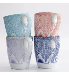 Tokyo Design Studio -  Lily Flower Mug Giftset 4pcs 8.8 x10.5cm 350ml 1 set