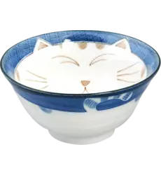 Tokyo Design Studio - Kawaii Bowl Lucky Cat Tayo White Blue 300ml