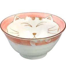 Tokyo Design Studio - Kawaii Bowl Lucky Cat Tayo White Pink 300ml