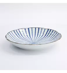 Tokyo Design Studio - Natsu Tokusa Plate 22x4cm. Blue/White 6pcs