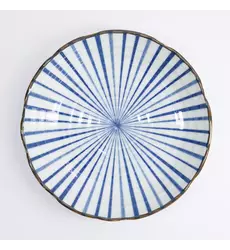 Tokyo Design Studio - Natsu Tokusa Plate 22x4cm. Blue/White 6pcs