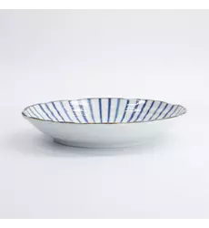 Tokyo Design Studio - Natsu Tokusa Plate 22x4cm. Blue/White 6pcs