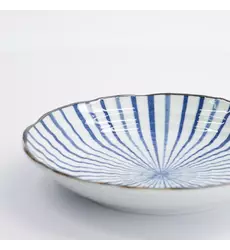 Tokyo Design Studio - Natsu Tokusa Plate 22x4cm. Blue/White 6pcs