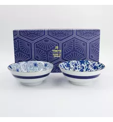 Tokyo Design Studio - Haru Blue Mixed Ramen Bowls 2pcs Giftset 19.8x7.5cm 1000ml 1 set