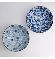 Tokyo Design Studio - Haru Blue Mixed Ramen Bowls 2pcs Giftset 19.8x7.5cm 1000ml 1 set
