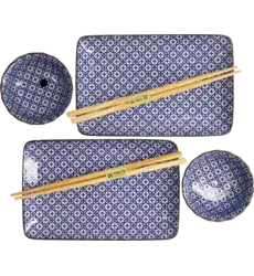 Tokyo Design Studio - Sushi Plate Giftset Sashiko 4pcs