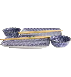Tokyo Design Studio - Sushi Plate Giftset Sashiko 4pcs