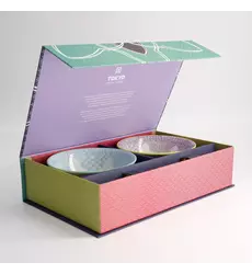 Tokyo Design Studio - Lily Flower Bowl 2pcs Giftset w/chopsticks Pur/Lbl 14.8x6.8cm 550ml